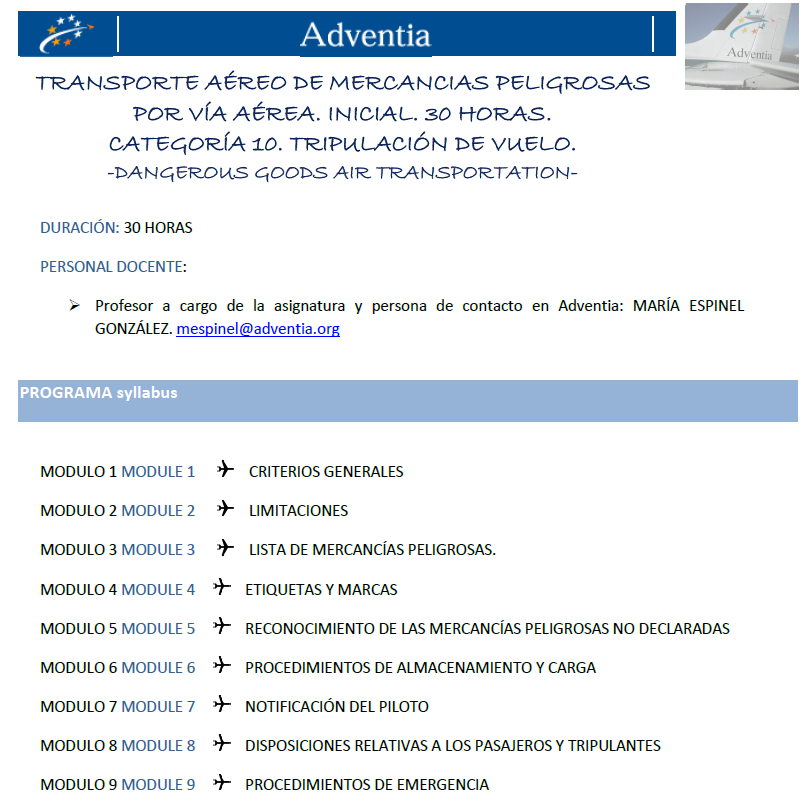 (47)TRANSPORTE MMPP VÍA AÉREA. INICIAL 30 HORAS. CAT.10 TRIP.VUELO 20-21 (47)